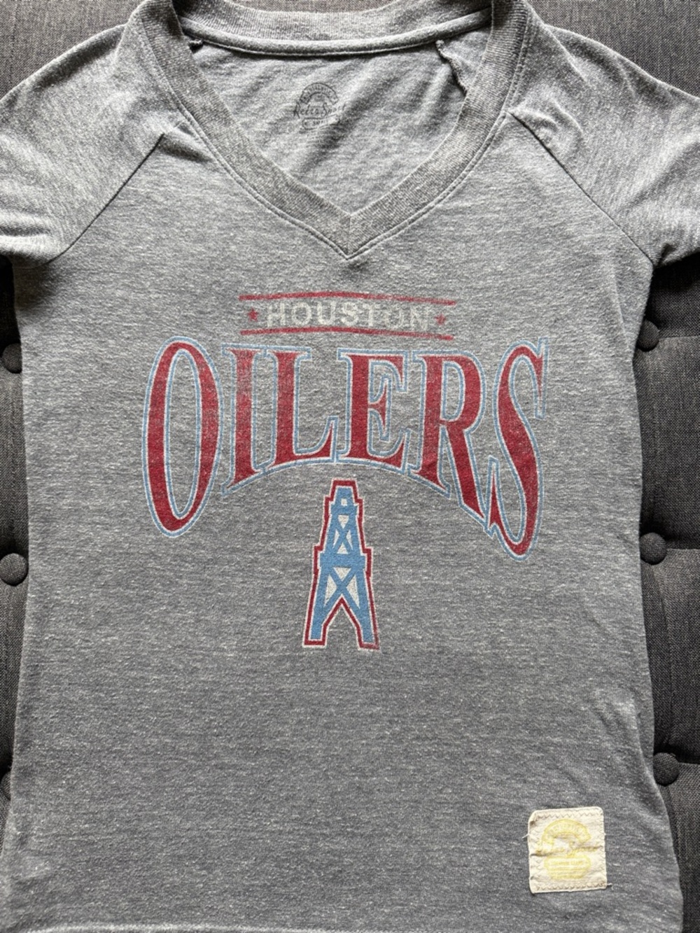 Houston Oilers Vintage-Style Gray V-Neck Tee